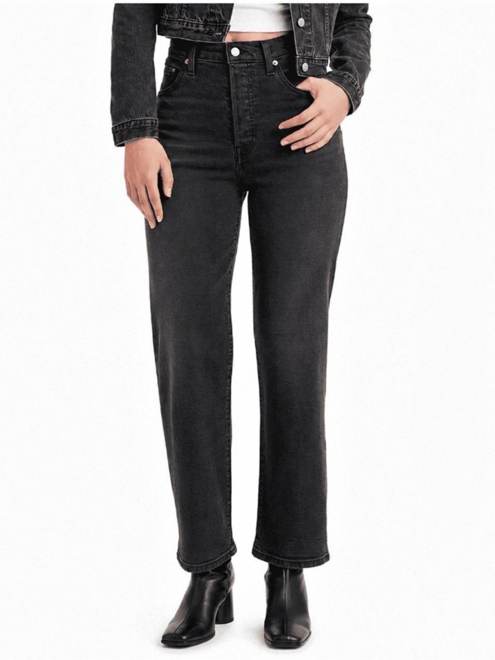 Levi's Ribcage Straight Ankle Jeans Black-31